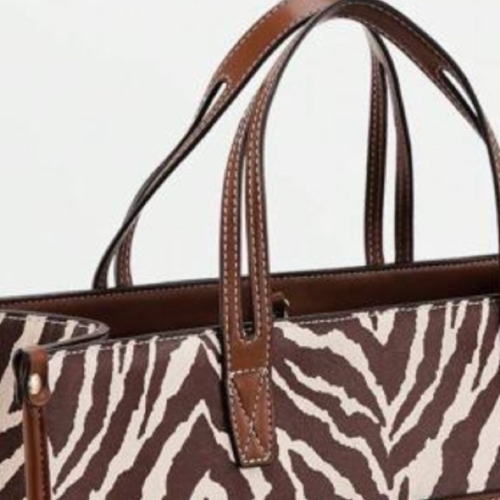 NWT Brown Zebra Print Women's Bag Set - Picture 2 of 8